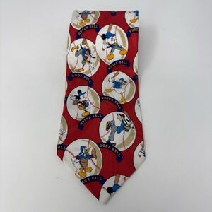 VTG Rare Walt Disney Mickey Mouse Men's Silk Necktie Baseball 56x4